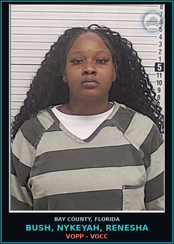 Booking mugshot of BUSH, NYKEYAH, RENESHA in Bay County