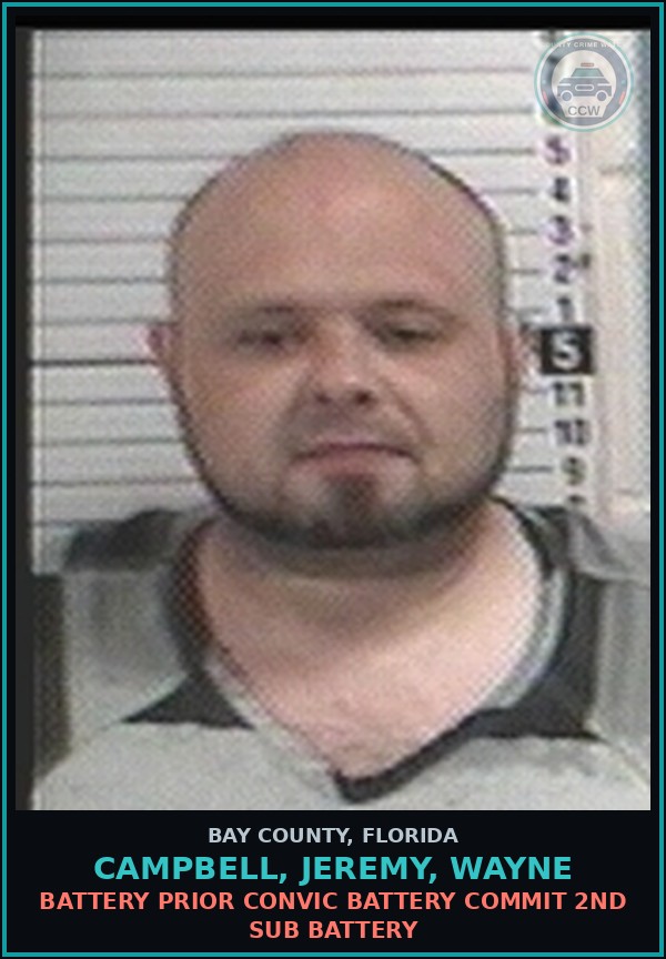 Booking mugshot of CAMPBELL, JEREMY, WAYNE in Bay County