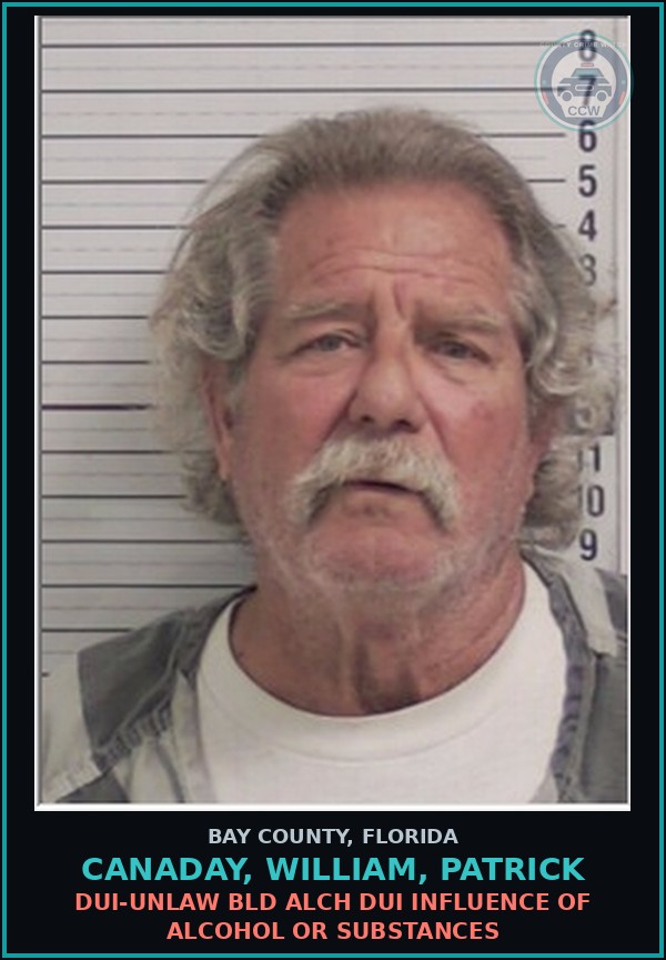 Booking mugshot of CANADAY, WILLIAM, PATRICK in Bay County