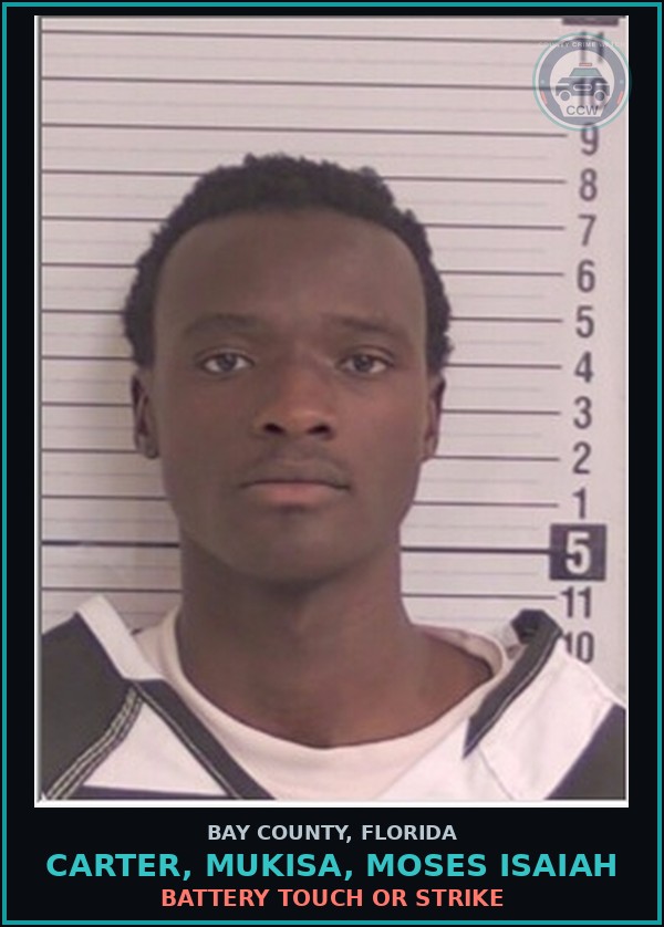Booking mugshot of CARTER, MUKISA, MOSES ISAIAH in Bay County
