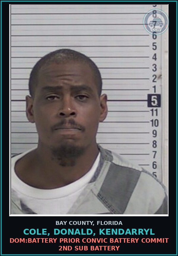 Booking mugshot of COLE, DONALD, KENDARRYL in Bay County