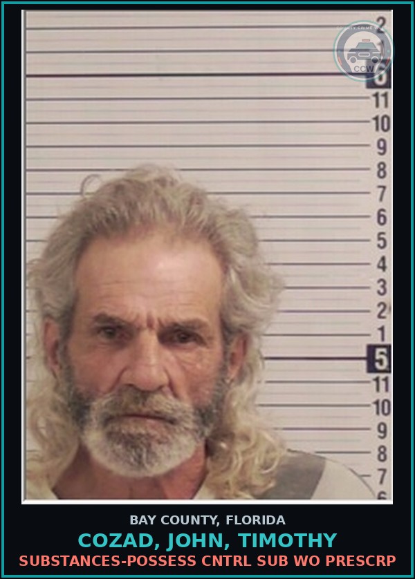 Booking mugshot of COZAD, JOHN, TIMOTHY in Bay County