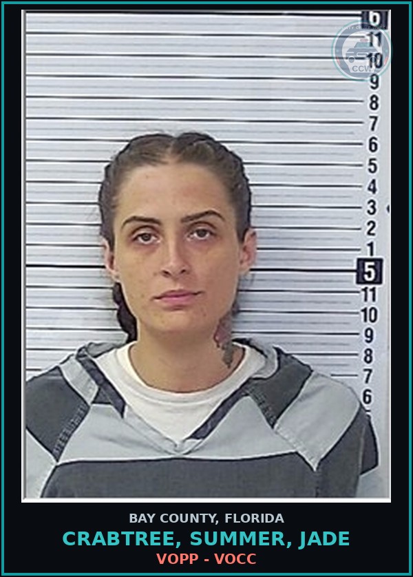 Booking mugshot of CRABTREE, SUMMER, JADE in Bay County