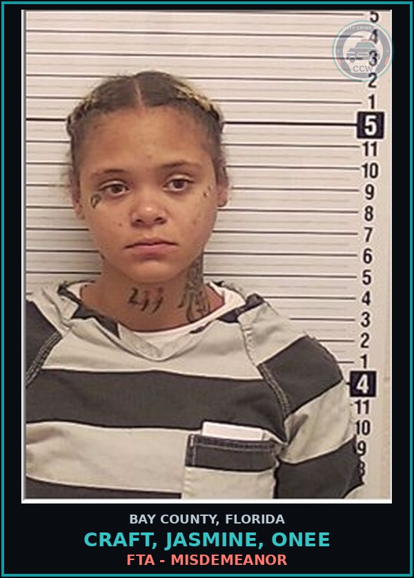 Booking mugshot of CRAFT, JASMINE, ONEE in Bay County