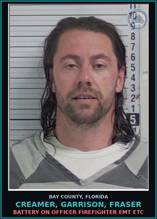 Booking mugshot of CREAMER, GARRISON, FRASER in Bay County