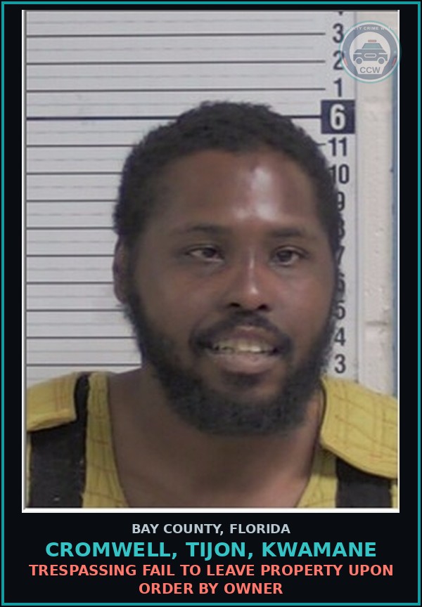 Booking mugshot of CROMWELL, TIJON, KWAMANE in Bay County