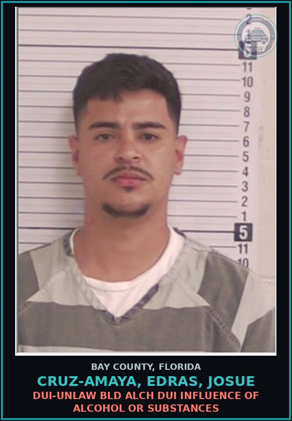 Booking mugshot of CRUZ-AMAYA, EDRAS, JOSUE in Bay County