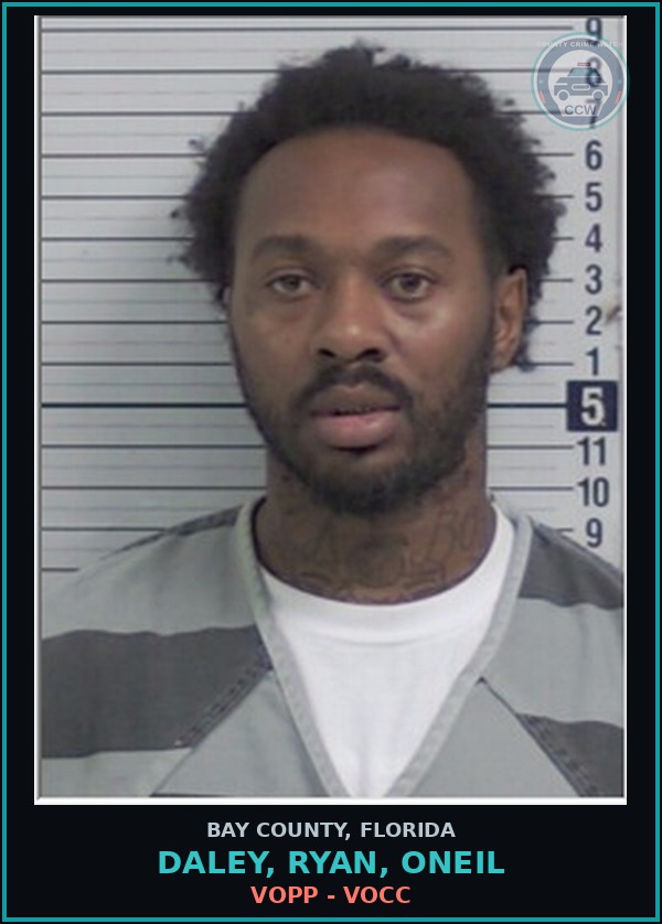 Booking mugshot of DALEY, RYAN, ONEIL in Bay County