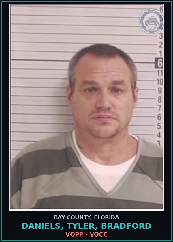 Booking mugshot of DANIELS, TYLER, BRADFORD in Bay County