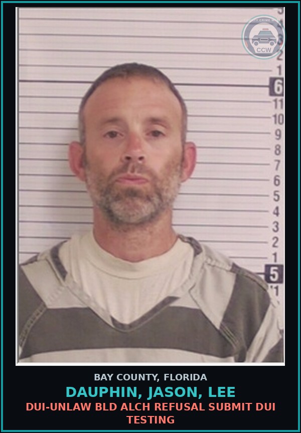 Booking mugshot of DAUPHIN, JASON, LEE in Bay County