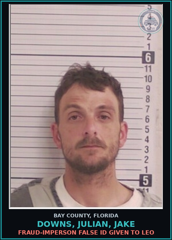 Booking mugshot of DOWNS, JULIAN, JAKE in Bay County
