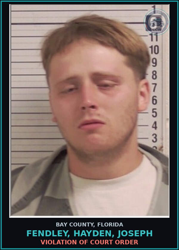 Booking mugshot of FENDLEY, HAYDEN, JOSEPH in Bay County