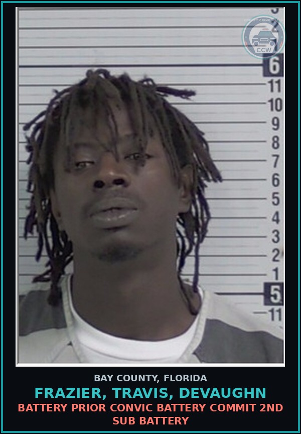 Booking mugshot of FRAZIER, TRAVIS, DEVAUGHN in Bay County