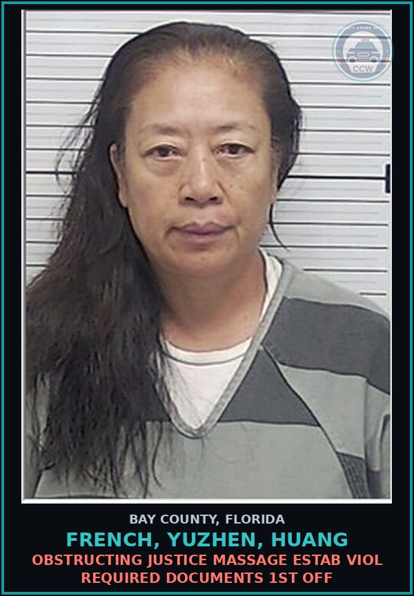 Booking mugshot of FRENCH, YUZHEN, HUANG in Bay County