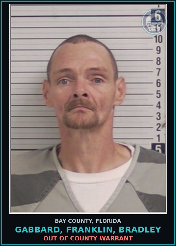 Booking mugshot of GABBARD, FRANKLIN, BRADLEY in Bay County