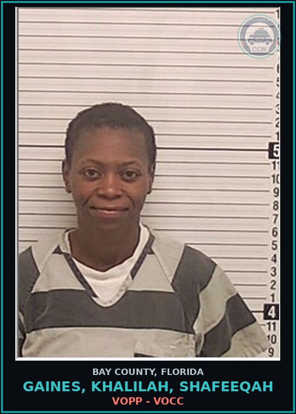 Booking mugshot of GAINES, KHALILAH, SHAFEEQAH in Bay County