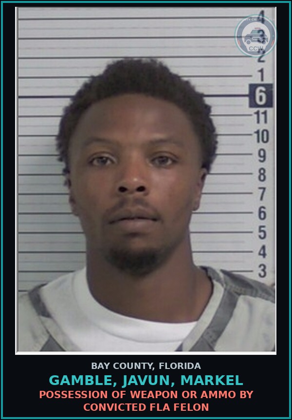 Booking mugshot of GAMBLE, JAVUN, MARKEL in Bay County