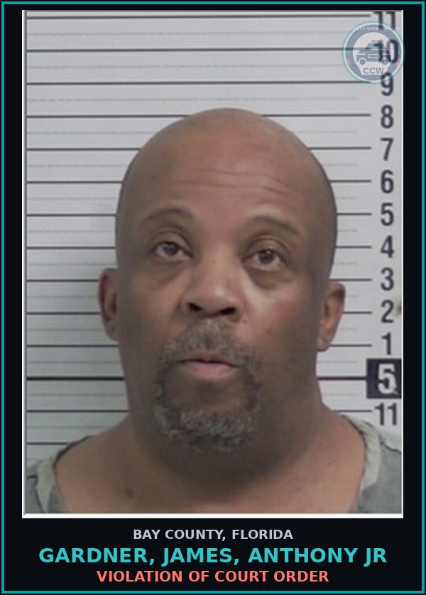Booking mugshot of GARDNER, JAMES, ANTHONY JR in Bay County