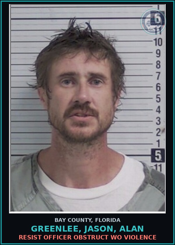 Booking mugshot of GREENLEE, JASON, ALAN in Bay County