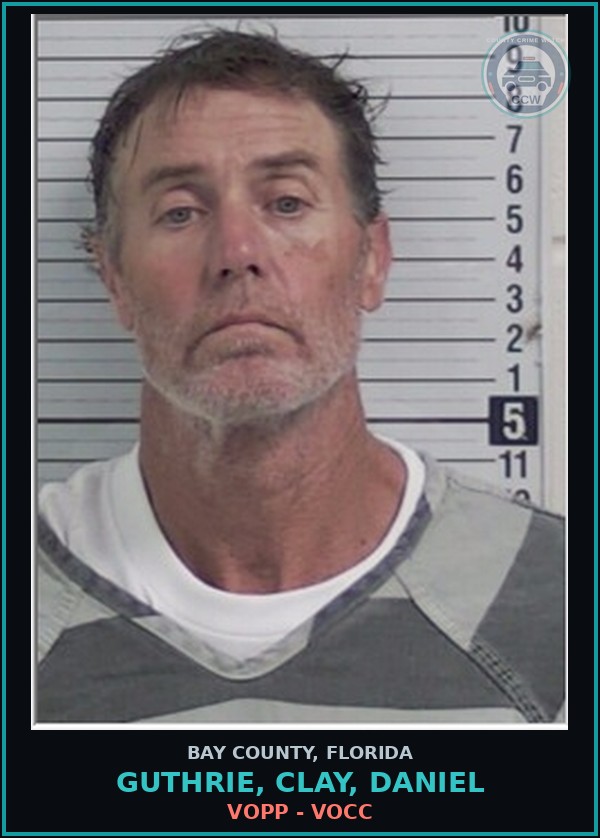 Booking mugshot of GUTHRIE, CLAY, DANIEL in Bay County