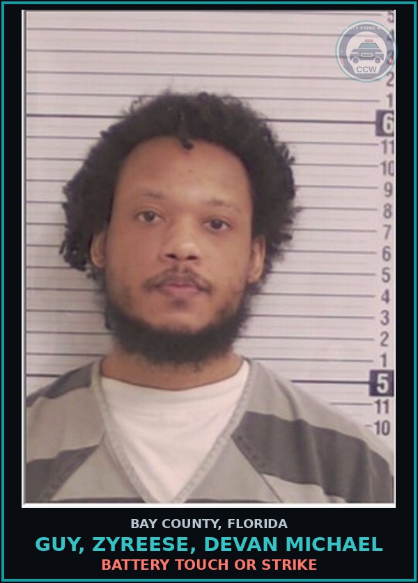 Booking mugshot of GUY, ZYREESE, DEVAN MICHAEL in Bay County