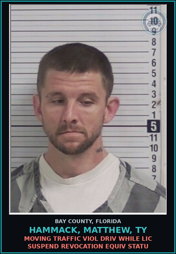 Booking mugshot of HAMMACK, MATTHEW, TY in Bay County