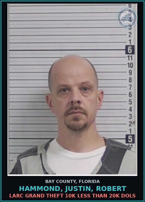 Booking mugshot of HAMMOND, JUSTIN, ROBERT in Bay County