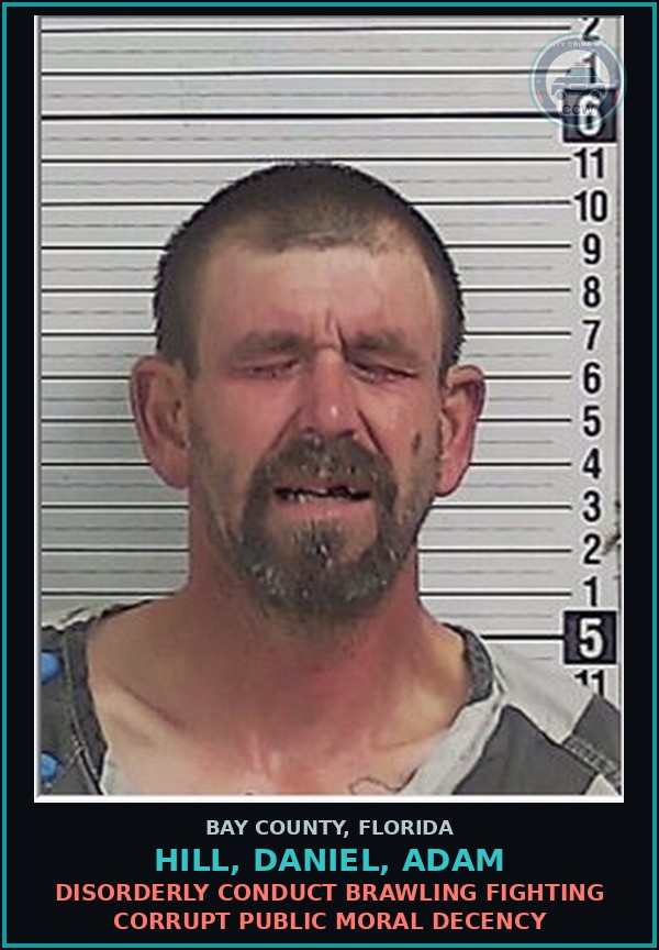 Booking mugshot of HILL, DANIEL, ADAM in Bay County