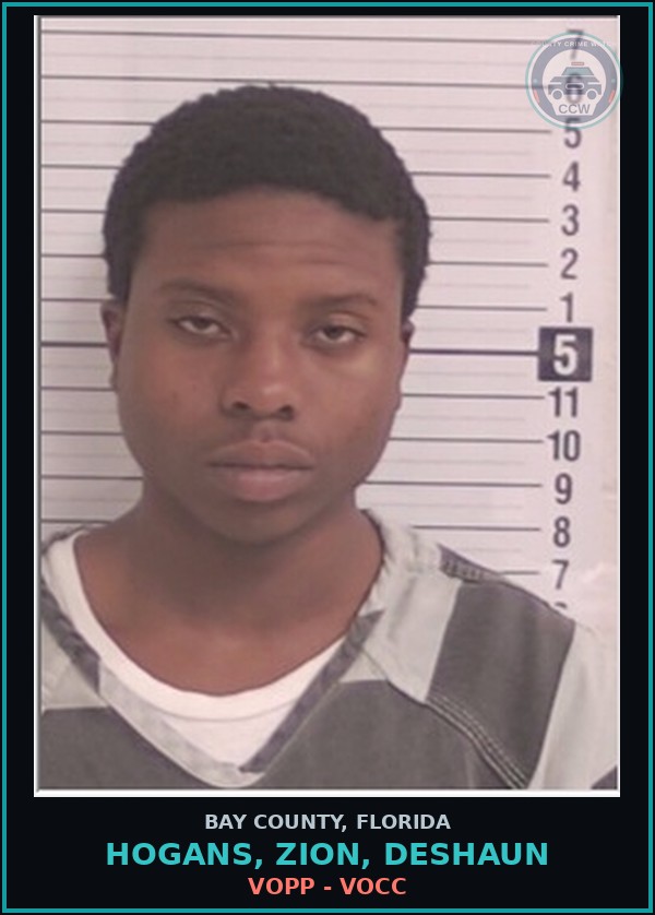 Booking mugshot of HOGANS, ZION, DESHAUN in Bay County