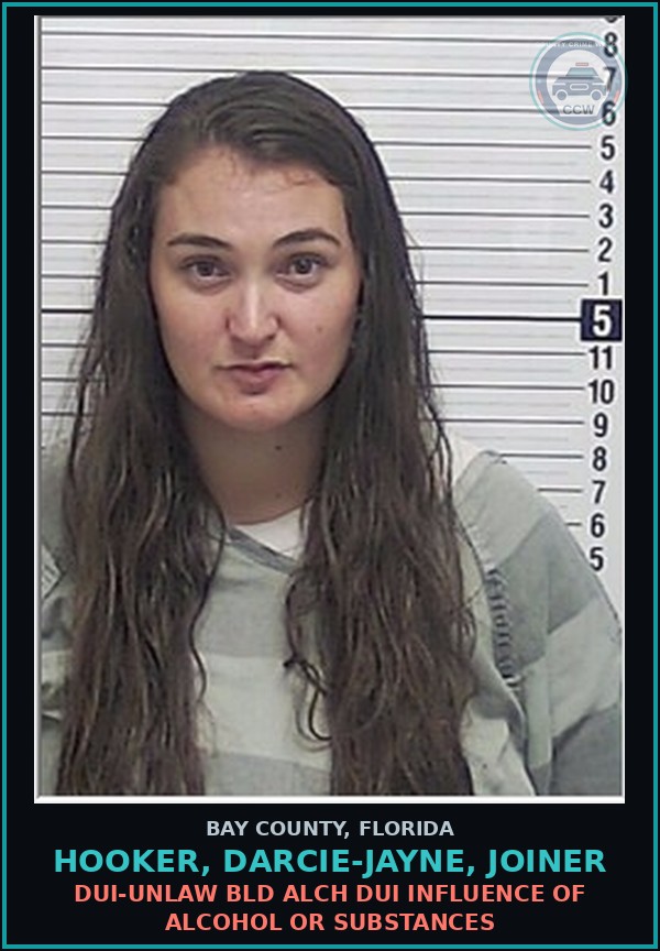 Booking mugshot of HOOKER, DARCIE-JAYNE, JOINER in Bay County