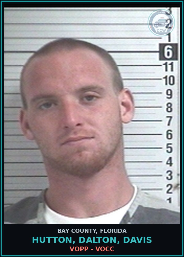 Booking mugshot of HUTTON, DALTON, DAVIS in Bay County