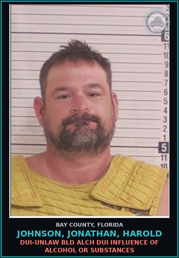 Booking mugshot of JOHNSON, JONATHAN, HAROLD in Bay County