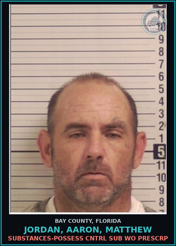 Booking mugshot of JORDAN, AARON, MATTHEW in Bay County