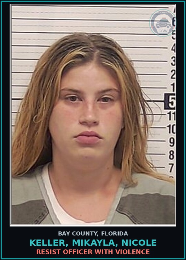 Booking mugshot of KELLER, MIKAYLA, NICOLE in Bay County