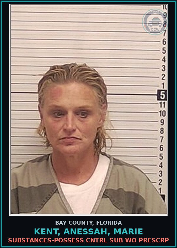 Booking mugshot of KENT, ANESSAH, MARIE in Bay County