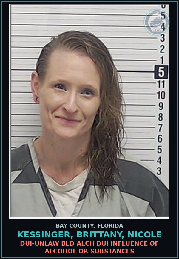 Booking mugshot of KESSINGER, BRITTANY, NICOLE in Bay County