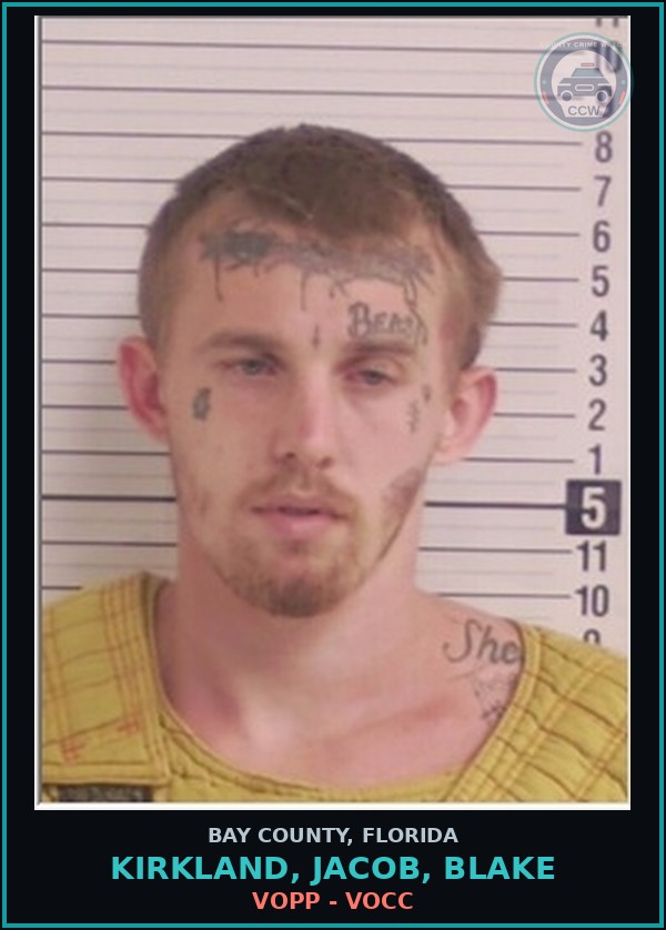 Booking mugshot of KIRKLAND, JACOB, BLAKE in Bay County