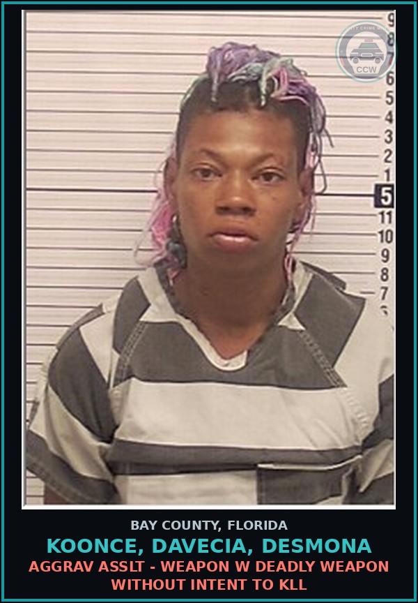 Booking mugshot of KOONCE, DAVECIA, DESMONA in Bay County