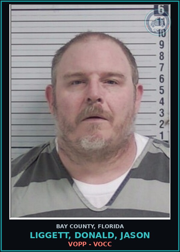 Booking mugshot of LIGGETT, DONALD, JASON in Bay County