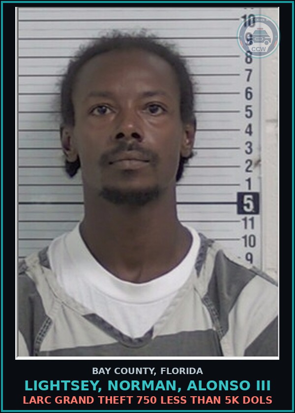 Booking mugshot of LIGHTSEY, NORMAN, ALONSO III in Bay County