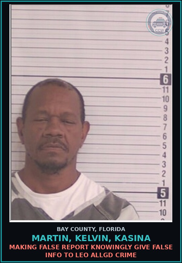 Booking mugshot of MARTIN, KELVIN, KASINA in Bay County
