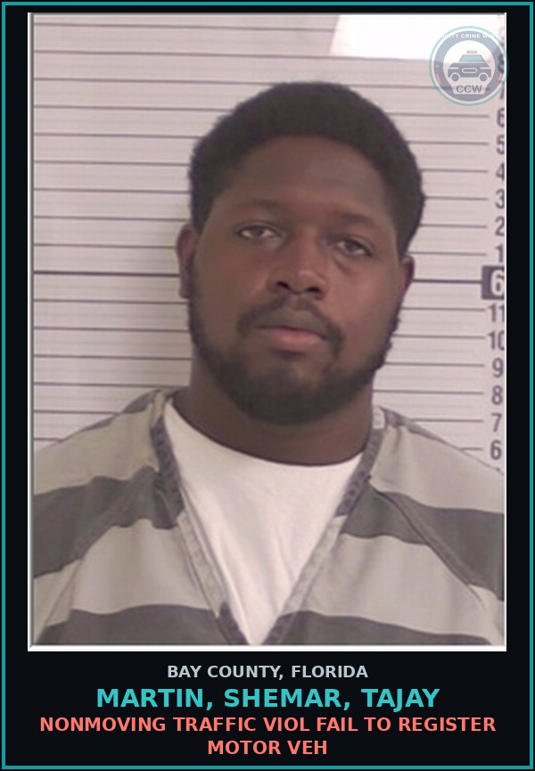 Booking mugshot of MARTIN, SHEMAR, TAJAY in Bay County