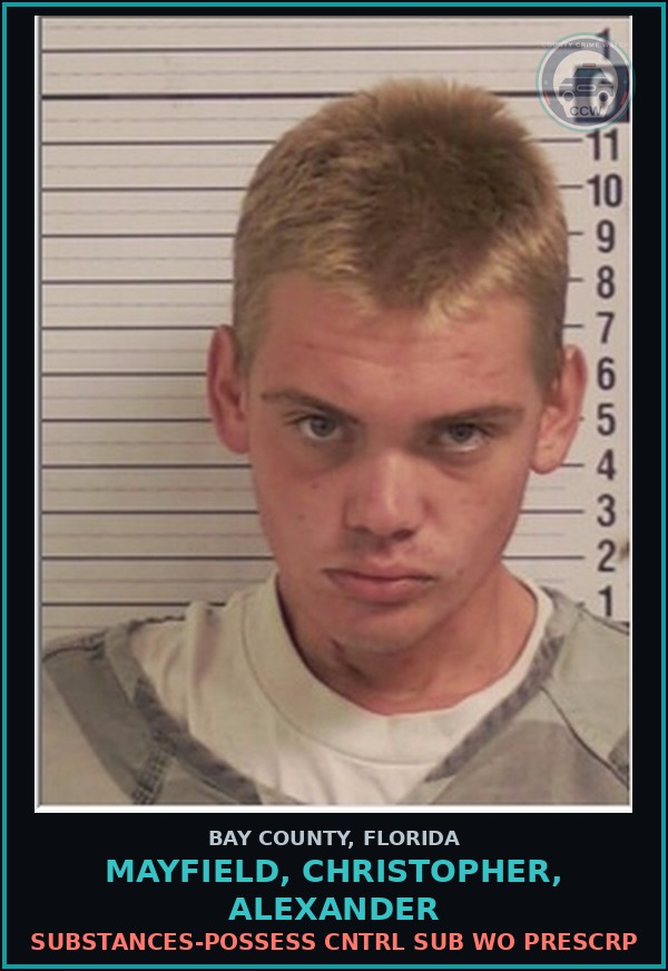 Booking mugshot of MAYFIELD, CHRISTOPHER, ALEXANDER in Bay County