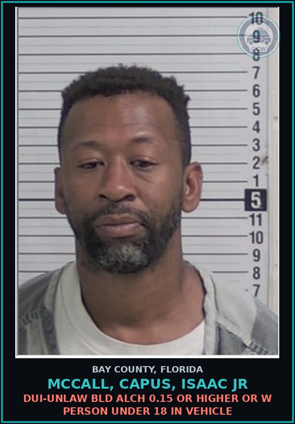 Booking mugshot of MCCALL, CAPUS, ISAAC JR in Bay County