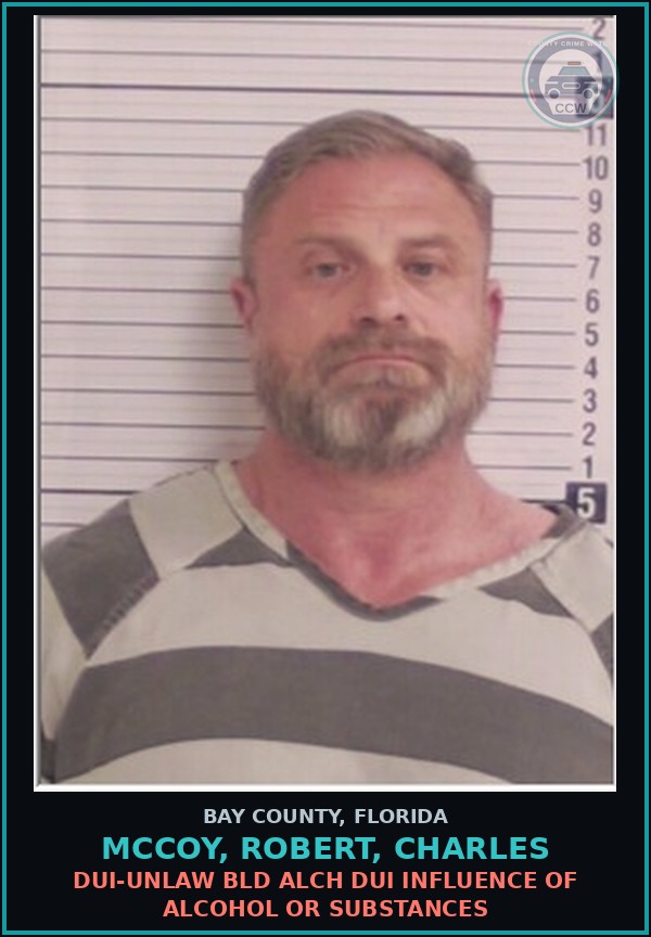 Booking mugshot of MCCOY, ROBERT, CHARLES in Bay County