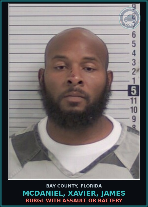 Booking mugshot of MCDANIEL, XAVIER, JAMES in Bay County