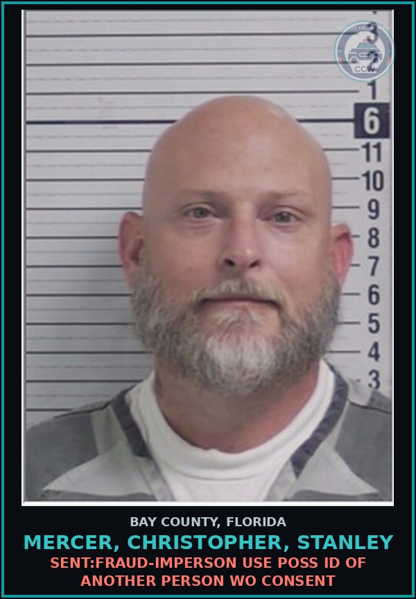Booking mugshot of MERCER, CHRISTOPHER, STANLEY in Bay County