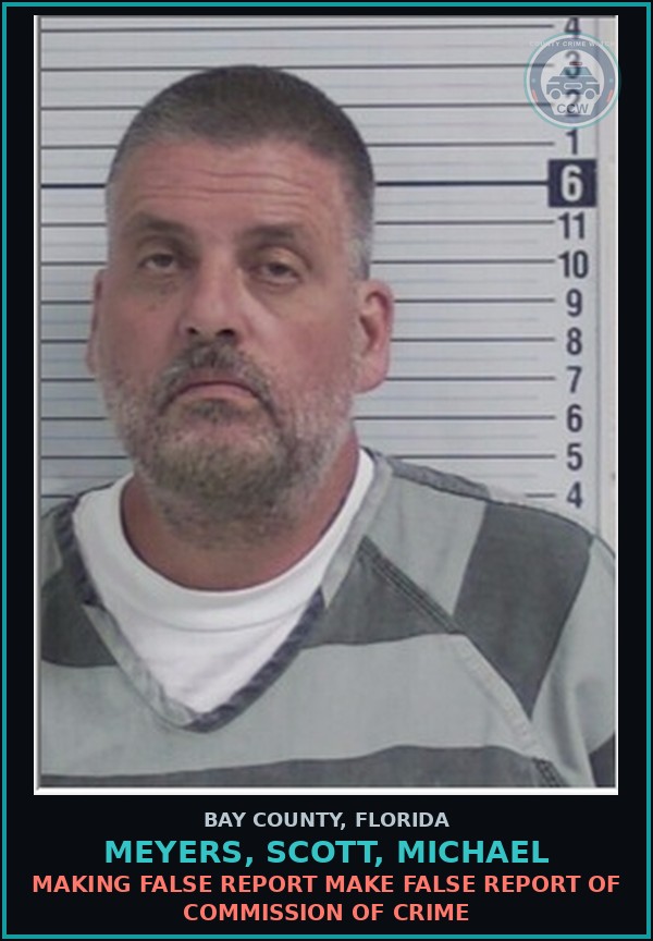 Booking mugshot of MEYERS, SCOTT, MICHAEL in Bay County