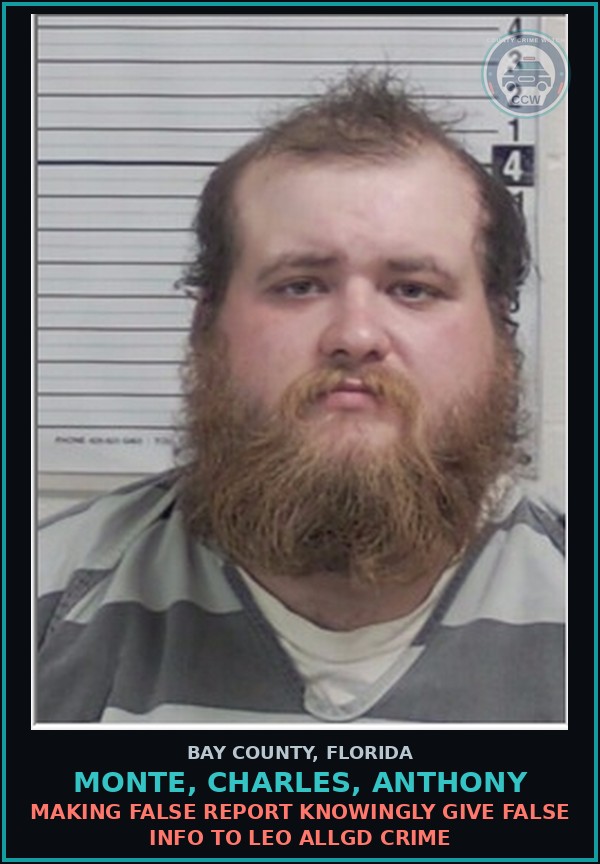 Booking mugshot of MONTE, CHARLES, ANTHONY in Bay County
