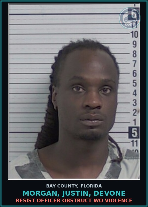 Booking mugshot of MORGAN, JUSTIN, DEVONE in Bay County